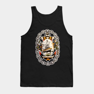 Ship and Anchor Tattoo Design Tank Top